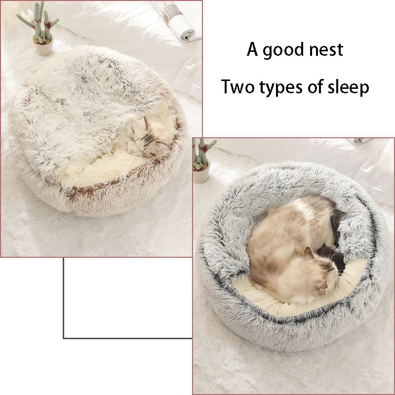 Plush Covered Cat Bed