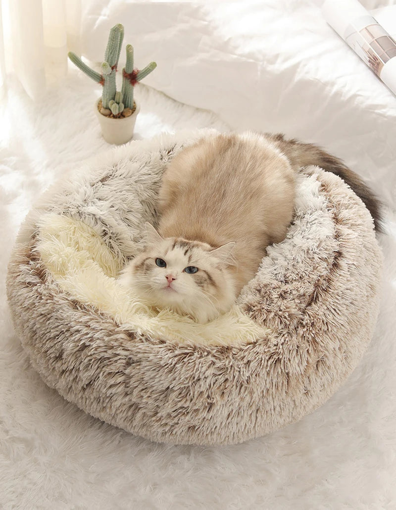 Plush Covered Cat Bed