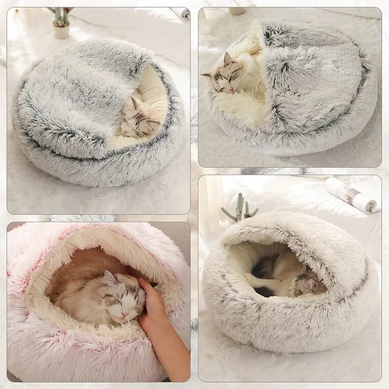 Plush Covered Cat Bed