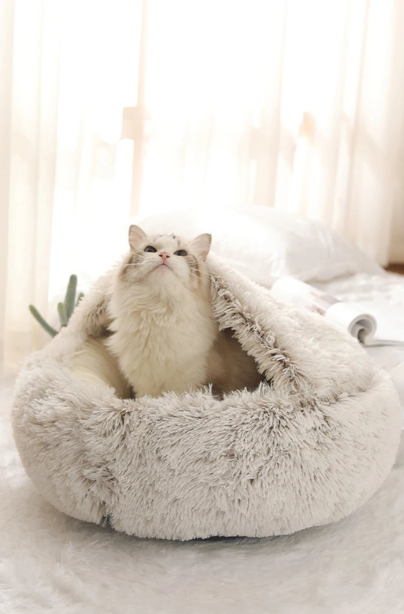 Plush Covered Cat Bed