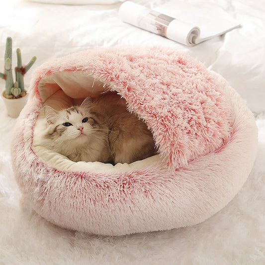 Plush Covered Cat Bed