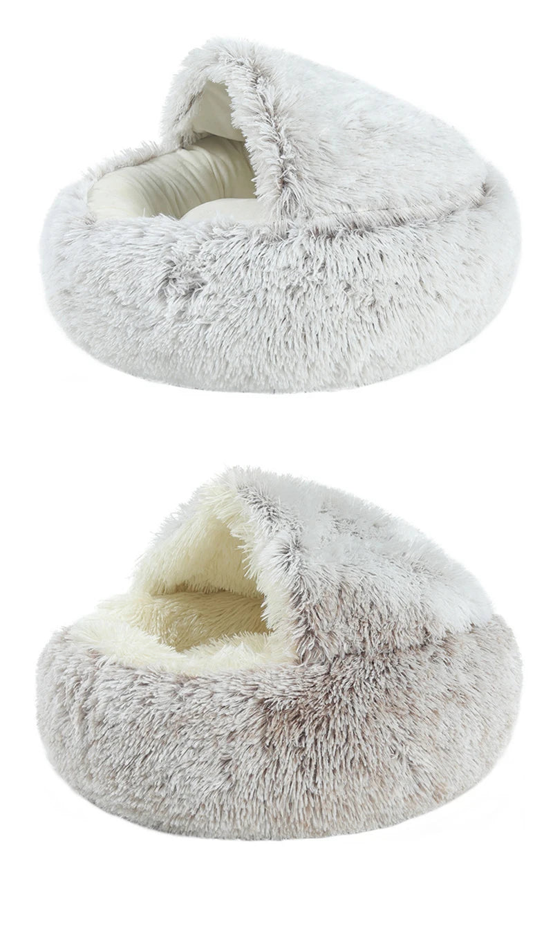 Plush Covered Cat Bed